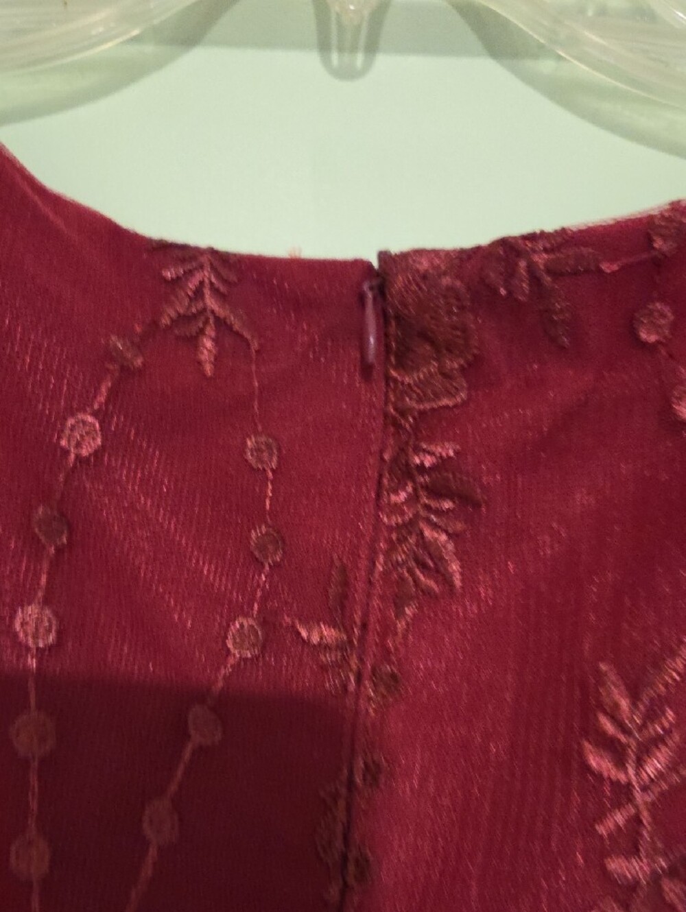 JessaKae Burgundy Lace Midi Dress with Flutter Sleeves - Picture 8 of 9
